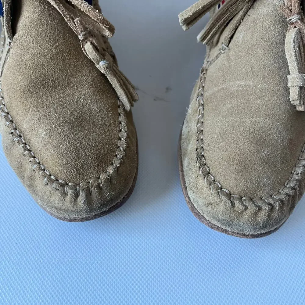 Soludos Suede Moccasin Womens Boots Sz 7 Boho Southwestern Embroidered  Festival